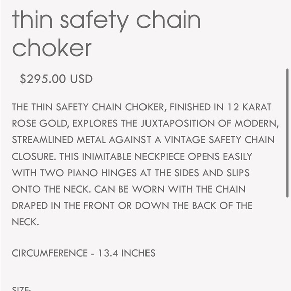 Eddie Borgo Rose Gold Thin Safety Choker - Picture 9 of 9